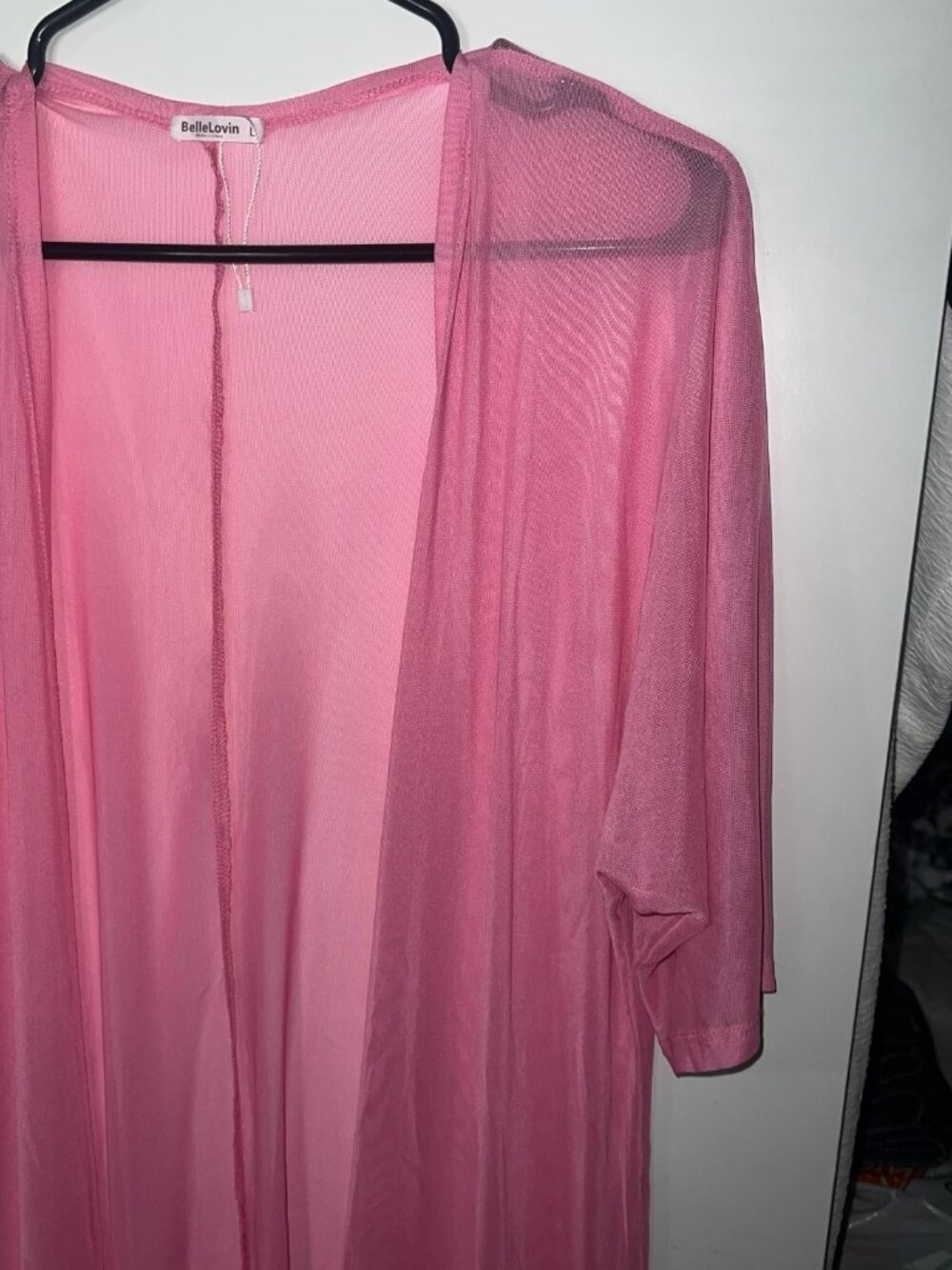 BelleLovin Womens Sexy Sheer Short Sleeve Cover Up swimwear pink size L NWOT - Picture 5 of 9